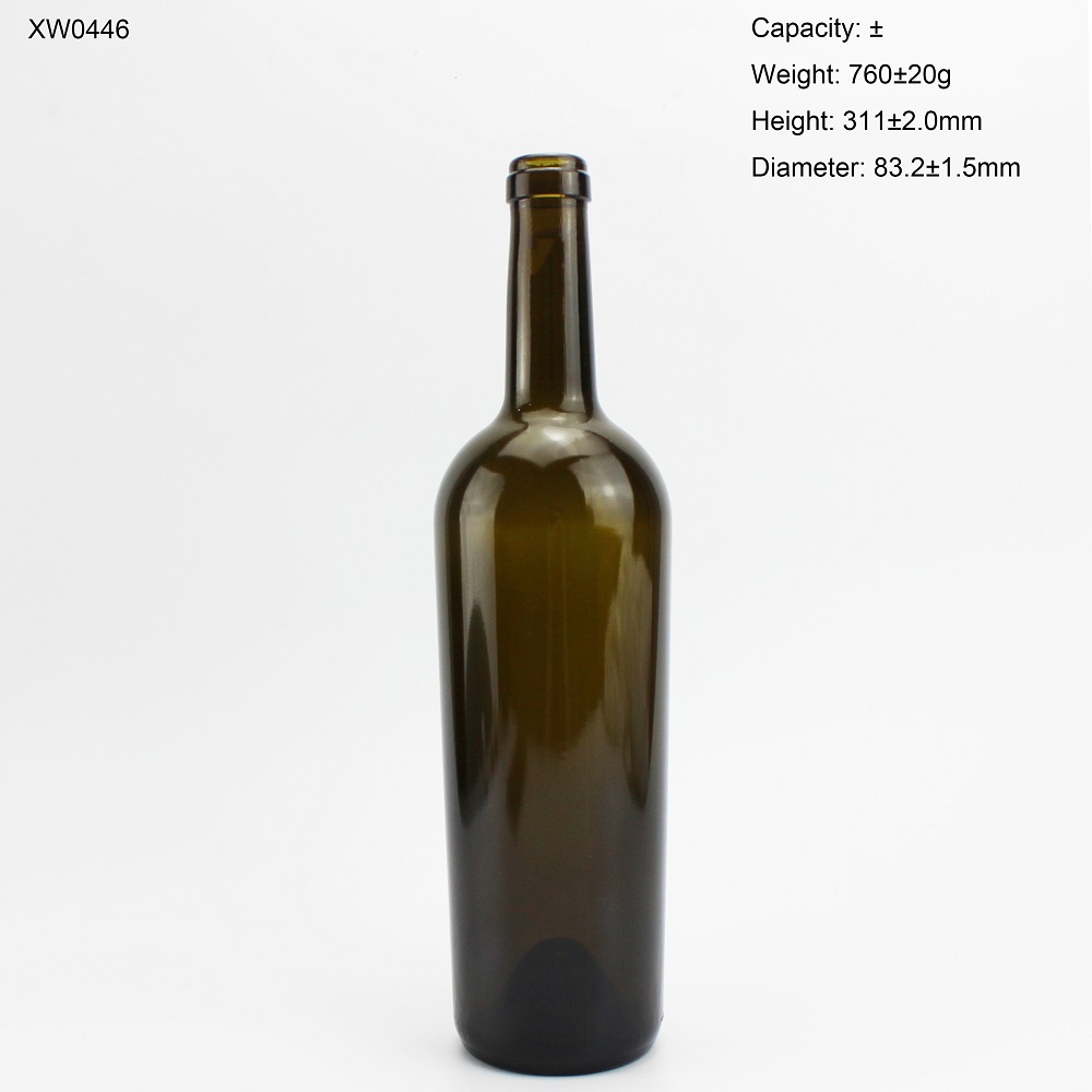 2021 Stock Dark Green 750ml Red Wine Glass Bottle With Cork Top