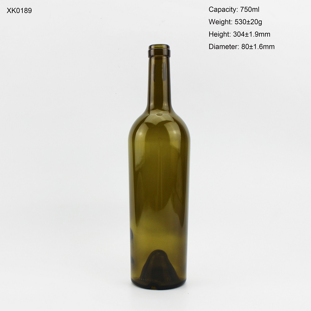 Free Sample 750ml Wine Glass Bottle Dark Green 