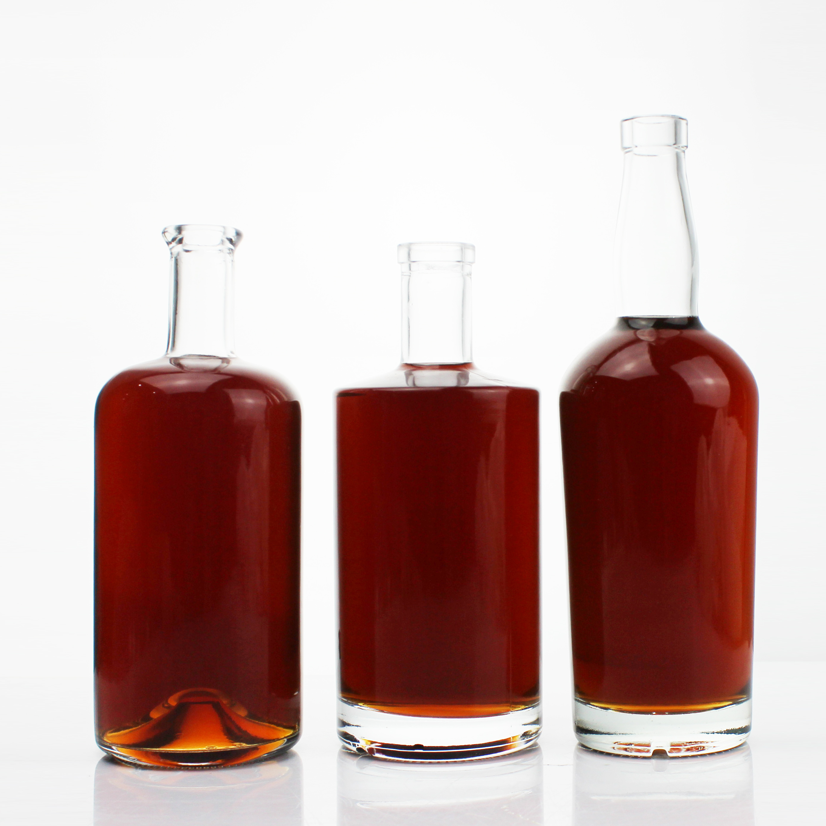 Empty Alcohol Bottle With Cork 700ml 750ml Round Rum Gin Whiskey Whisky Vodka WINE Liquor Glass Bottle Manufacturer 